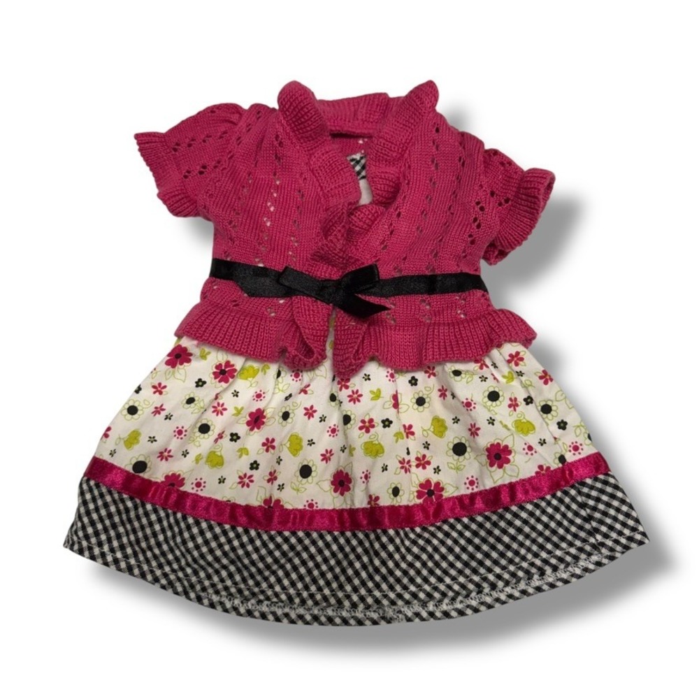 American Girl Bitty Baby Pink Bolero Cardigan Floral Dress Outfit‎ 15" Doll